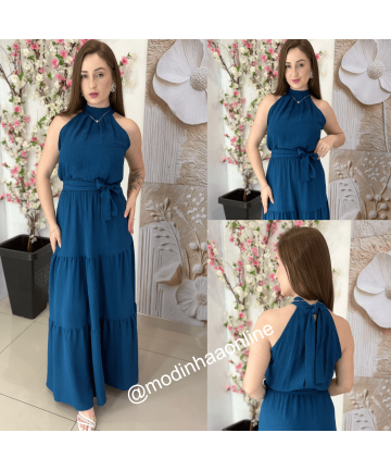 Vestido Flora Azul Escuro